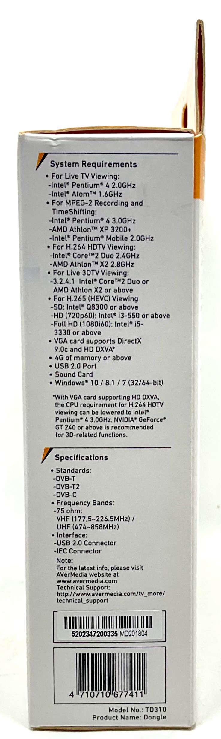 USB TV tuner AVerMedia TD310 - rozbaleno