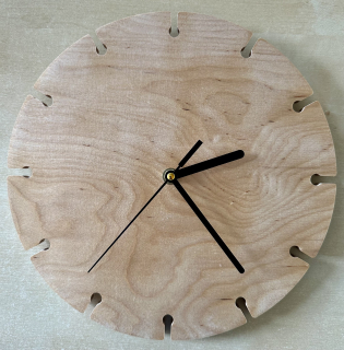 Hodiny kulaté 27 cm - dekor lakovaná broušená bříza